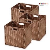 [한샘] 3개 볼드 라탄 패턴 바스켓 (대) 2종 택1, 상세 설명 참조, 색상:2.볼드 라탄 바스켓_다크브라운(대) 3개