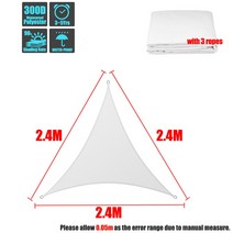 regular triangle shade sail white 300d 8 sizes 방수 폴리에스터 천막 태양 야외 태양 보호소 정원 캠핑 캐노피 창고, 2.4x2.4x2.4m