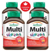 (캐나다직송) 자미에슨 키즈 츄어블 멀티비타민 4가지 과일맛 60정-4병 Jamieson Kids Multivitamin Chewable, 4개, 60정