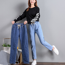 베베디 여성용 어스니 허리밴딩 스판 청바지