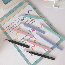 [1+1할인다꾸필수템]핀셋 스티커 폴꾸 정밀핀셋 집게 커브형 일자형 4color, 2개이상구매할게요(할인O), 다꾸핀셋(일자형_핑크)