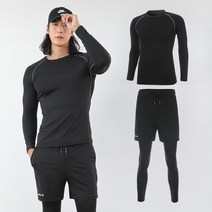 에이치머스 남자 헬스복 짐웨어 트레이닝 운동복 긴팔 티셔츠 상의 + 반바지 레깅스 하의 세트