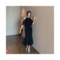 와이케이하우스 이브닝 드레스 2020 여름 새로운 한국 스타일 우아한 기질 끈이없는 슬림 피쉬 테일 롱 스커트 여성 1837_69581