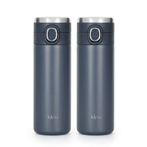 클리나 (2개세트)클리나 엣지 스마트 온도표시 원터치 텀블러 보온보냉병 420ml, 네이비 2개