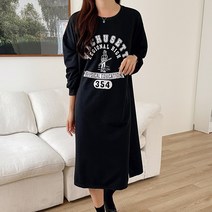 타니즈 케리넌 여성용 레터링 포인트 옆트임 맨투맨 롱 원피스
