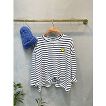 럭키567 / 1+1 스마일단 스트라이프 루즈핏 긴팔티셔츠