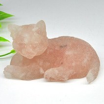 로즈쿼츠원석 장미팔찌 크리스탈팔찌 3.5 "고양이 떨어지는 돌 동상 천연 보석 로즈 Quartze Reiki 치