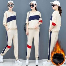 여성 기모 트레이닝 세트 맨투맨 캐주얼 운동복 nbf18 haichuang