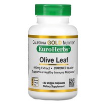 California Gold Nutrition 캘리포니아골드뉴트리션 올리브 잎 추출물 유로허브 유럽 품질 500mg 베지캡슐 180정