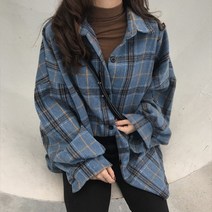 라라벨 여성 스테디 체크 블라우스 캐주얼 셔츠 남방 베이직 체크남방