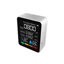 실내 공기질 측정기 오염도 유해물질 전문 측정 감지기 with bluetooth 5 in1 co2 meter 디지털 온도 습도 센서 테스터 공기 품질 모니터 이산화탄소 tvoc, 흰색 5 in 1