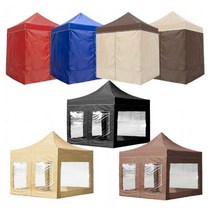 WINAIR 4COLORS 캐노피 방수 천막 지붕+프레임+일반바람막이4면 풀세트, 3mx3m_블랙(지붕+프레임+일반바람막이4면세트)