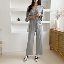 (신상)랩 브이넥 와이드 휴양지 점프수트(3col)