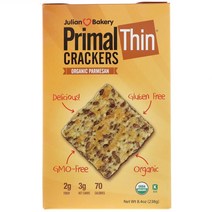줄리안베이커리 프라이멀 씬 크래커 파마산 238g Julian Bakery Primal Thin Crackers Organic Parmesan