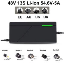 브이로그삼각대 스마트폰삼각대 48V 52V 2A 3A 5A 리튬 이온 충전기 13S 14S 54.6V 58.8V 18650 전기 자전거 스쿠터 배터리 충전 고속 스마트, US, 번들 1, 48V 13S Li-ion 5A