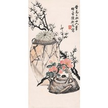 아트미니 매화차 찻잔 차통 수묵화 동양화 대형 보석십자수, 120x230cm