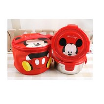 디즈니 미키마우스 원형 스텐 가방도시락 미키 2단 어린이집 유치원 소풍 도시락, 단품