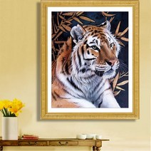 아트미니 보석십자수 맹호도 맹수 호랑이 대나무 승진운 기운 ​ 임인년 검은호랑이 흑호랑이, 60x75cm