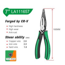 LAOA 조합 펜치 CRV 대각선 긴 코 와이어 커터 사이드 케이블 가위 전기 전문 멀티 도구, CHINA, LA111657 long nose
