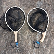 계류뜰채 쏘가리 송어 플라이뜰채 낚시뜰채 원목 우드, 직선 핸들 플라이 뜰채