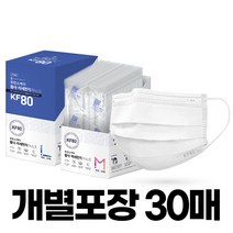 국산 덴탈 마스크 KF80 황사 미세먼지 학교 퓨린스케이, KF80 11-3L_(대형)_흰색_30매입_개별포장