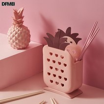 DFMEI 홈 드림 파인애플 수저통 주방 스탠드 나이프 포크 식기 수납함, 홑겹 이중 칸, 푸르다