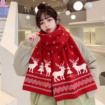 크리스마스 목도리 루돌프 러블리 심플 레드머플러 빈티지 스카프 머플러 숄 양털 남성 여자 커플 겨울 울 스카프 부드러운 간편한 목도리매는법 가을겨울 짧은목도리 3color