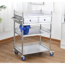 병원 웨건 이동식 드레싱카트 수술 장비 의료 카트 트롤리 간호 드레싱카 2단 3단, 대형 2층 모델(더블 서랍)