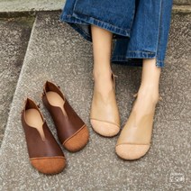 도오빠 여성 가죽 단화 플랫 슈즈 데일리 발편한 구두 봄 여름 슬립온 출근화 정장 신발 여자구두