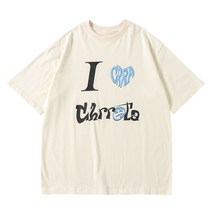 런닝티셔츠 CHRROTA 나는좋아한다 CRRA39 슬로건 인쇄 플라워 반팔 남성 드렌드 신 크메르 면 2747995046
