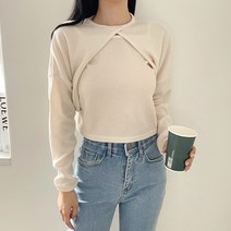아이키나시티 투피스세트)레이어드 골지패턴무늬 골지티셔츠 골지나시티 크롭티셔츠 숏기장 짧은기장 끈나시티셔츠 민소매티셔츠