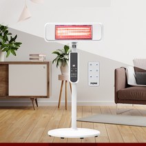 근적외선 스탠드 R FU-4885 아이보리 2.0kw 리모컨 선풍기 히터 온열기 골드램프 온열 찜질효과 가정 카페