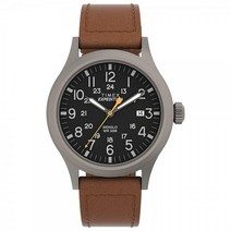 Timex 남성용 익스페디션 스카우트 40mm 쿼츠 가죽 스트랩 브라운 20 캐주얼 시계 (모델: TW4B260009J)