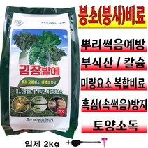 김장채소 전용 고형 입제 복합비료 2kg 무 배추 밭 비료 시금치 붕사 붕소 토양 소독 기비제 추비 가을배추 요소 유황소독 밑거름 텃밭 주말농장 모종 흙 병해 +계량수저식물푯말세트