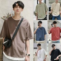 7컬러 오버핏 남성티셔츠 반팔티 무지 레이어드 라운드티 INSUM95N 민소매 티셔츠 남성티셔츠 나시 남자티