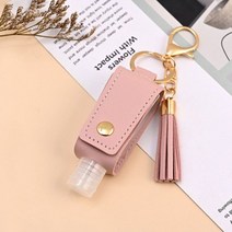 비누디스펜서 미니 손 소독제 병 케이스 PU 가죽 키체인 비누 디스펜서 하이드로알코올 젤 도매 30ml, pink