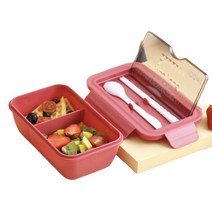 다다마켓 직장인 도시락통 런치박스, 도시락세트(레드), 1개