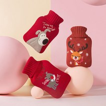 히카리 크리스마스 보온 보냉 물주머니 찜질팩 1L 2L, 2000ml,발그레북극곰