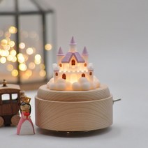 신혼 부부 오르골 무드등 캐슬 생일 여자 결혼 선물, 핑크(음악:캐논)