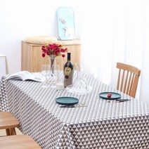 별빛감성 린넨 코팅 및 방수 테이블보 식탁보, 8인(140*240cm), 트라이앵글그레이