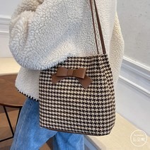 도오빠 여성 체크 숄더백 쇼퍼백 가방 하운드투스 미니 버킷백 여자숄더백