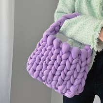 자이언트얀 손뜨개 가방 완제품 자이언트얀실 손뜨개 가방, 라일락 (완제품)
