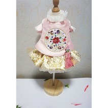 강아지 고양이 명절 핸드메이드 한복 한복 애견옷 빈티지 강아지추석선물 프리미엄 고급 자수, 핑크