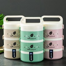 새로운 어 휴대용 열 점심 상자 음식에 대 한 crowavable Bento Leakproof Thermos 음식 컨테이너 도시락, Green-1 layer