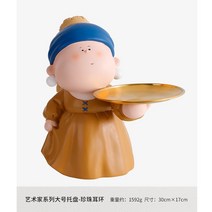 미니 피노키오 트레이 데스크 정리 인테리어 소품 생일 선물 거실 TV 현관 테이블 수납 아이디어, 13. 귀걸이 소녀 트레이