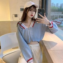 여성용 지퍼 카디건 루즈하고 스타일 스트라이프 패치 워크 스웨터 트렌디한 탑 가을