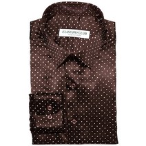 이럭셔리클럽 광택 실크 공단 셔츠 맞춤 셔츠 로맨틱 땡땡이 도트 다크브라운 DS211262