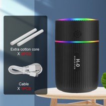 차량용공기청정기 미니공기청정기 자동차공기청정기 220ml 가습기 usb 초음파 에센셜 오일 디퓨저 스마트 홈 아로마 음이온 미스트 메이커 led 야간 조명, 검은색