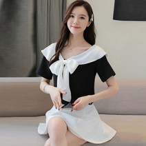 가바바 여성 블라우스 사랑스러운 리본 포인트 쉬폰 여름 하객룩 블라우스 G37011