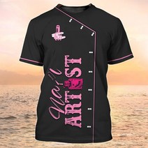 안전 노가다 직업 여성용 티셔츠 프린트 캐주얼 반팔 티 레귤러 네일 전문 유니폼 블라우스 여름 뷰티 작업, 15 B9 ZMZJK-3_11 6XL